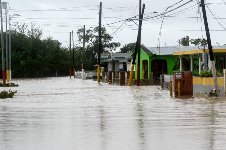 A flooded street is seen after the passage of hurricane Fiona in Salinas, Puerto Rico, on September 19th, 2022.